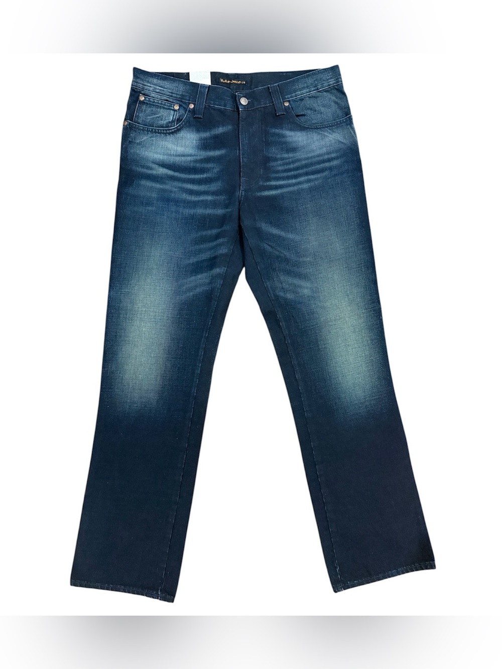 Nudie Jeans Men’s Blue Faded Straight-Leg Jeans